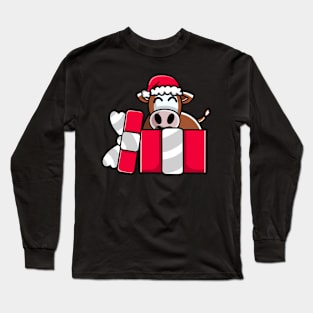 Cute Hereford Cow in Christmas Gift Long Sleeve T-Shirt